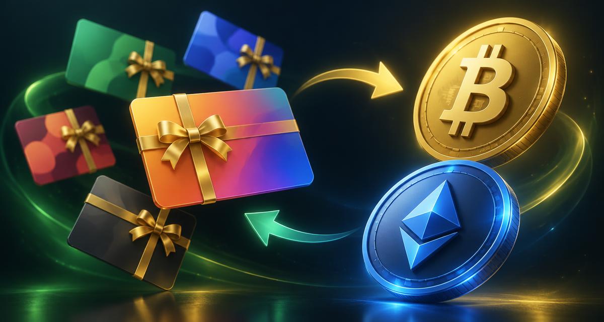 Gift cards being exchanged for Bitcoin and Ethereum on a marketplace